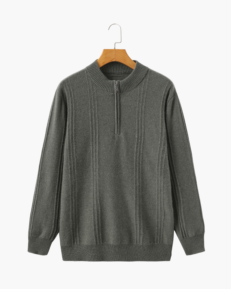 100% Cashmere Ribbed Half Zip