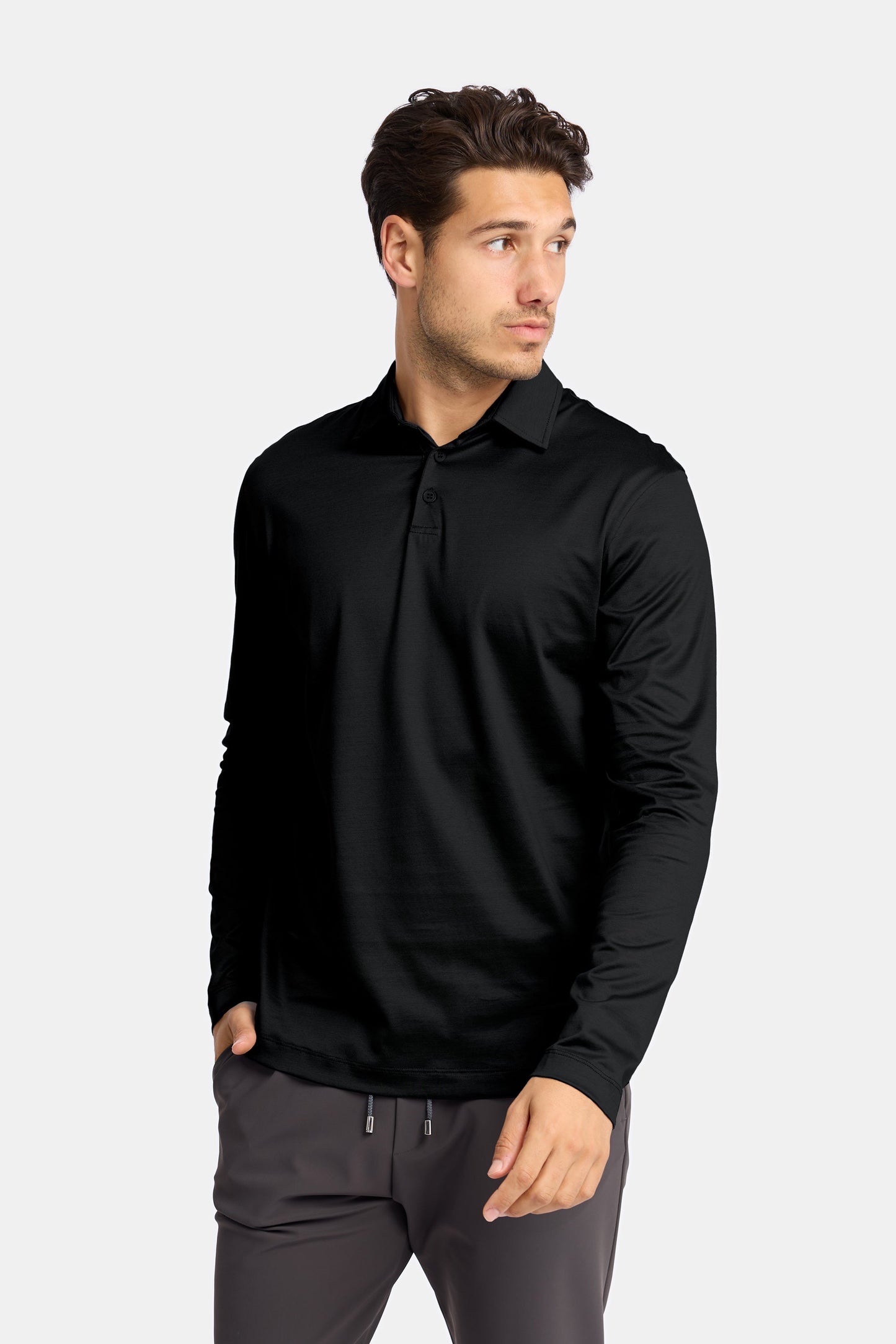 Onyx Black Polo Shirt Long Sleeve