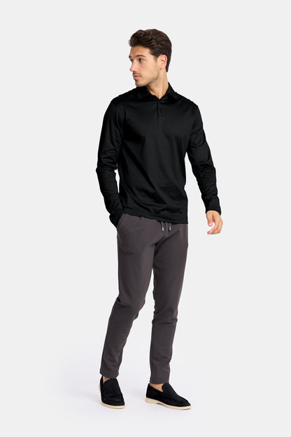 Onyx Black Polo Shirt Long Sleeve