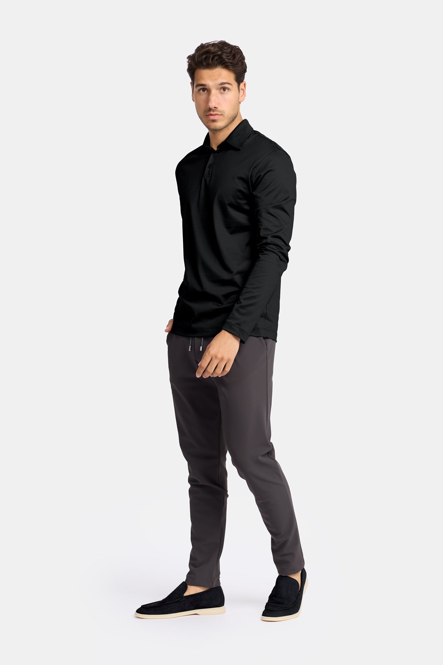 Onyx Black Polo Shirt Long Sleeve