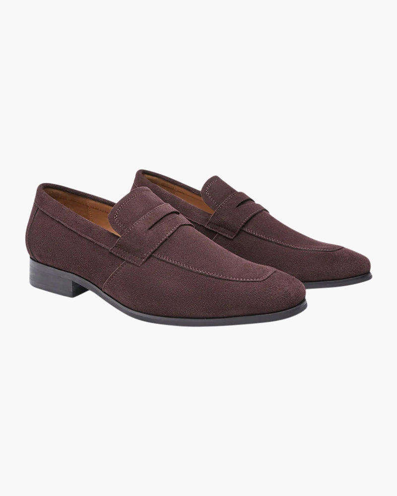 Noir et Blanc Suede Penny Loafers