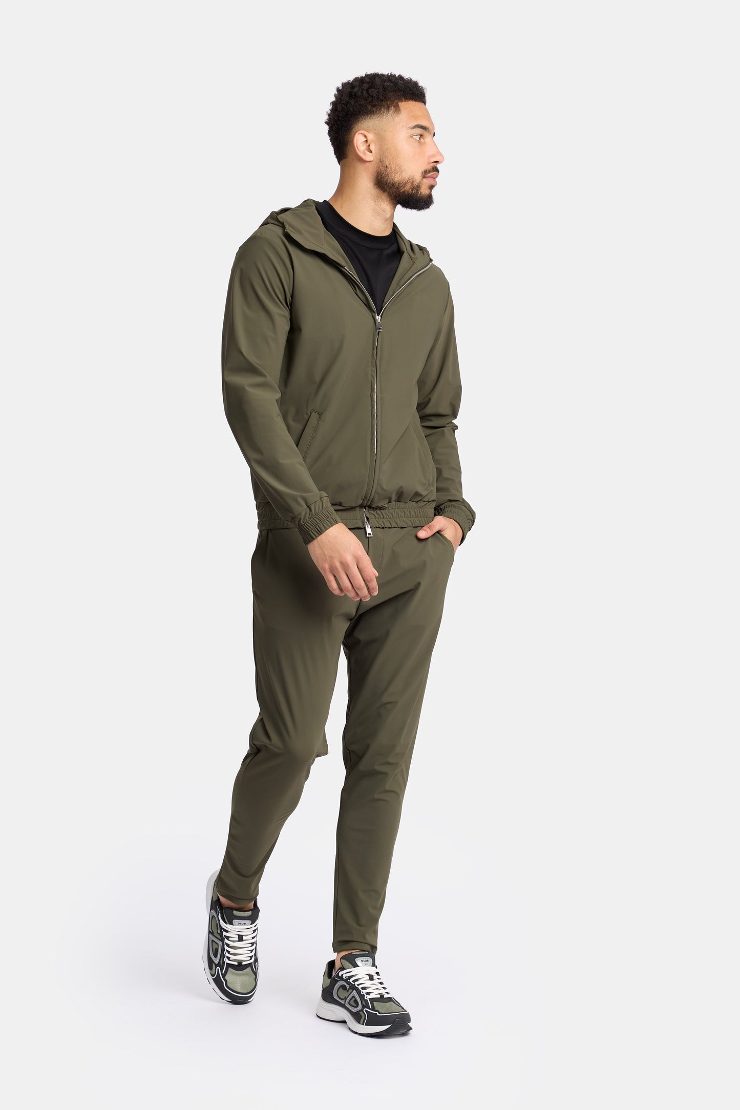 Dark Green Hooded Tech Suit