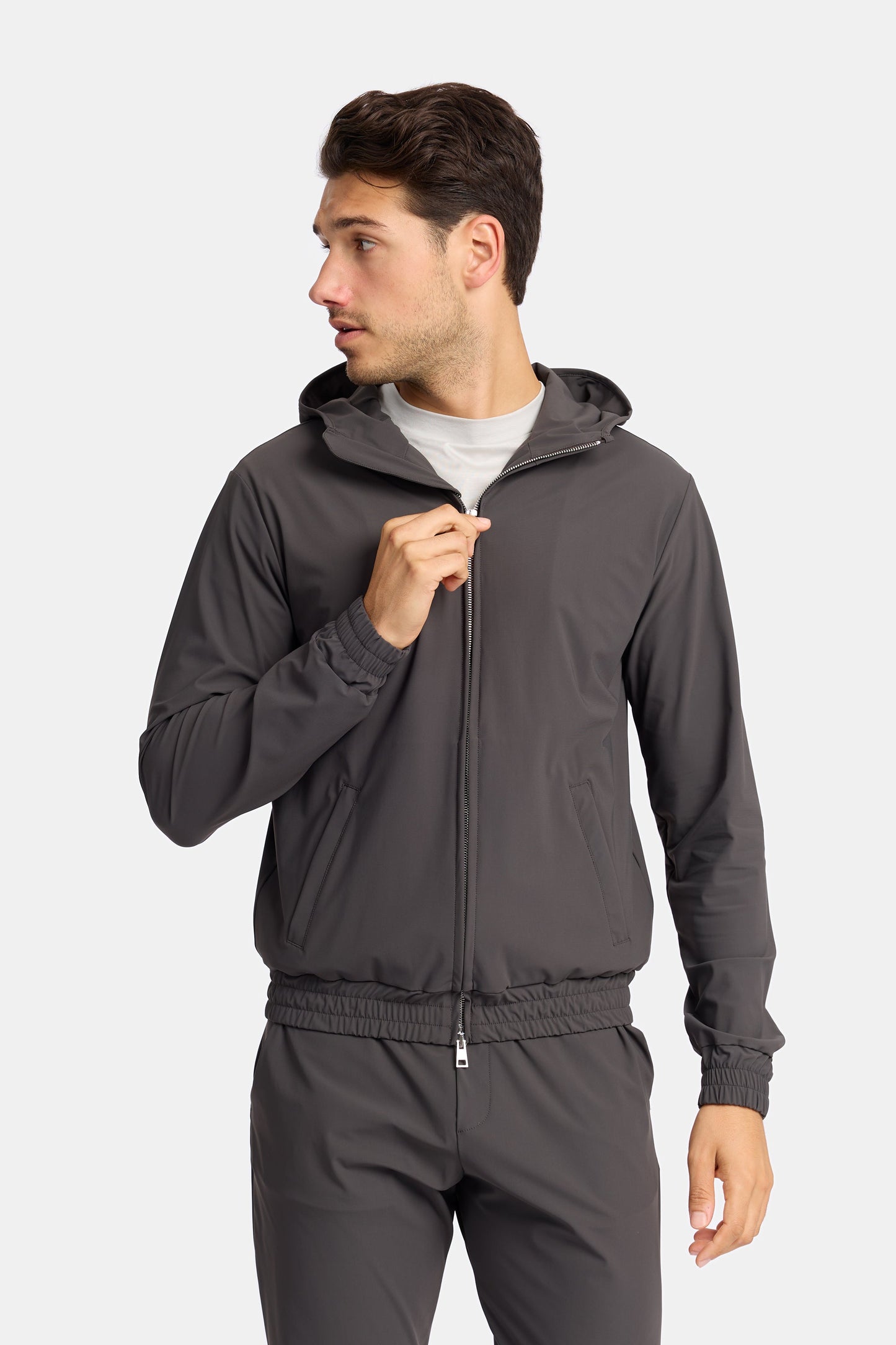 Slate Grey Hooded Tech Suit