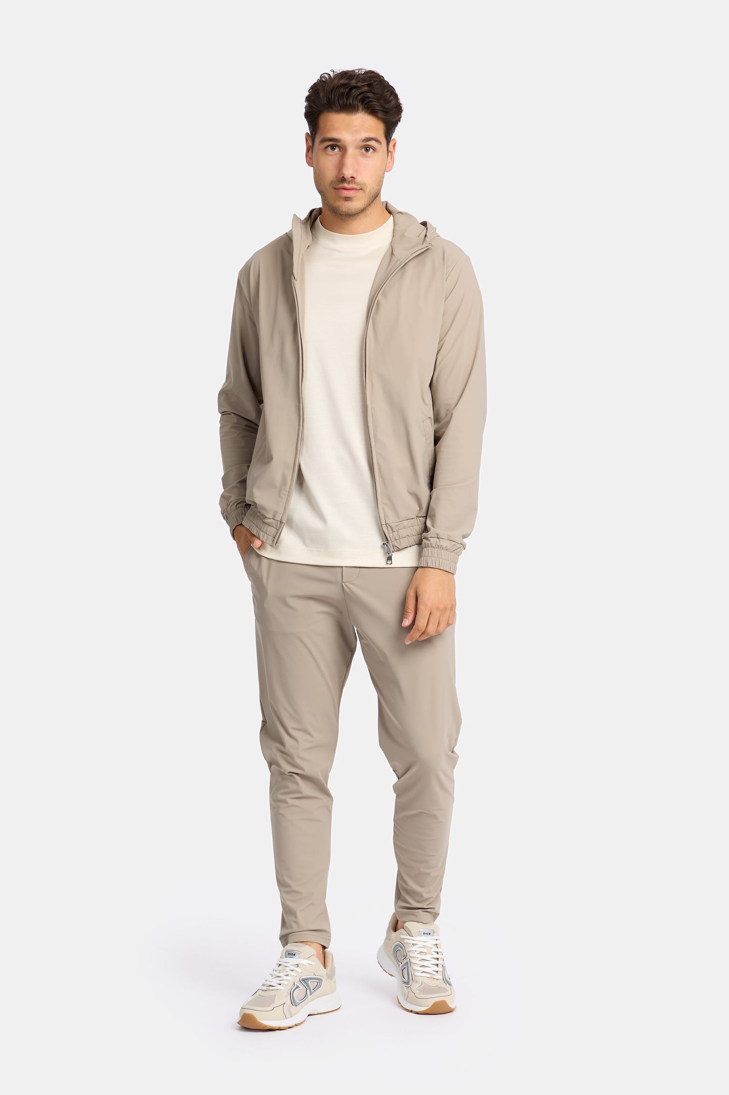 Light Beige Hooded Tech Suit