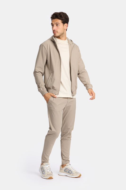 Light Beige Hooded Tech Suit