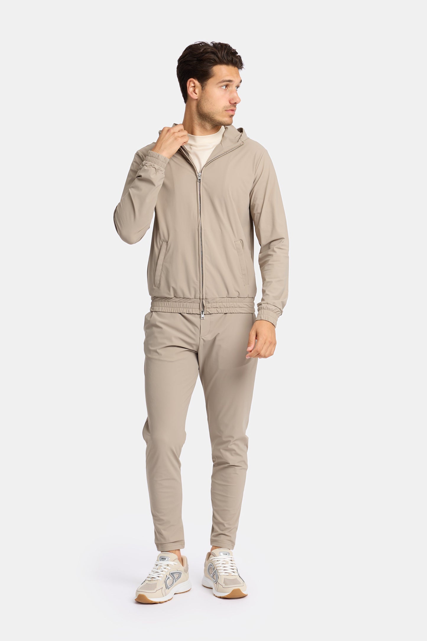 Light Beige Hooded Tech Suit