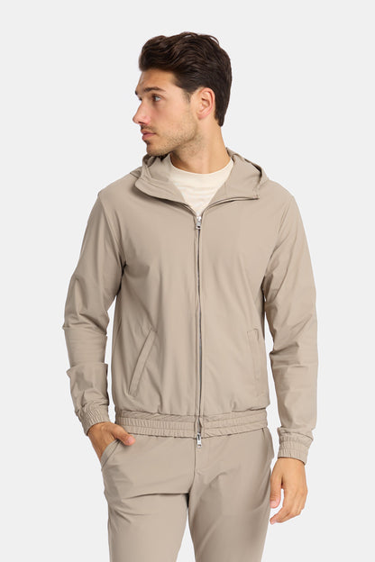 Light Beige Hooded Tech Suit