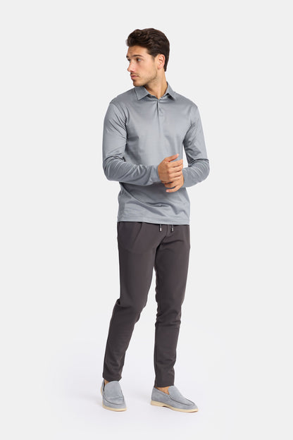 Mist Grey Polo Shirt Long Sleeve