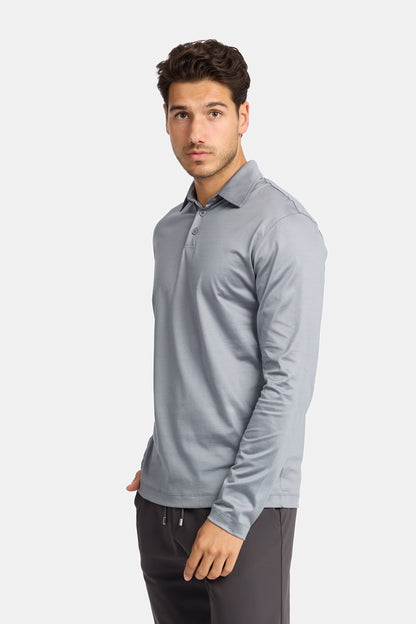 Mist Grey Polo Shirt Long Sleeve