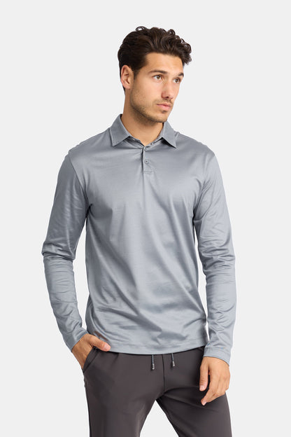 Mist Grey Polo Shirt Long Sleeve