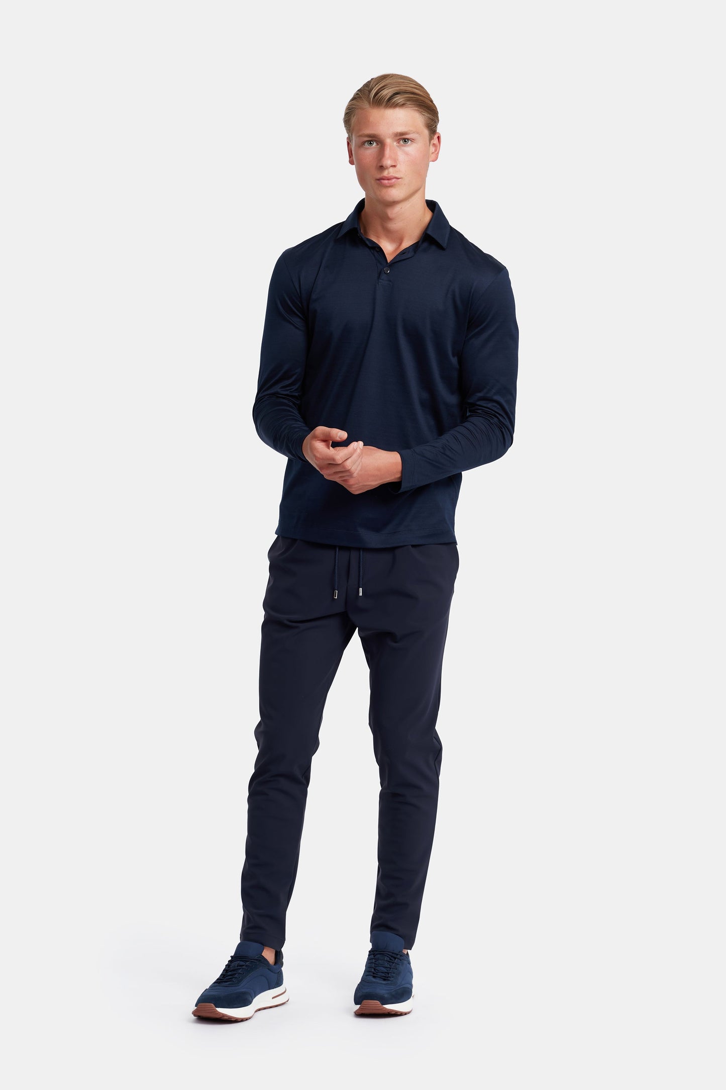 Midnight Blue Polo Shirt Long Sleeve