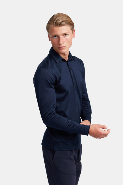 Midnight Blue Polo Shirt Long Sleeve