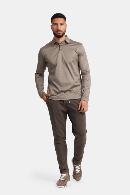 Desert Taupe Polo Shirt Long Sleeve