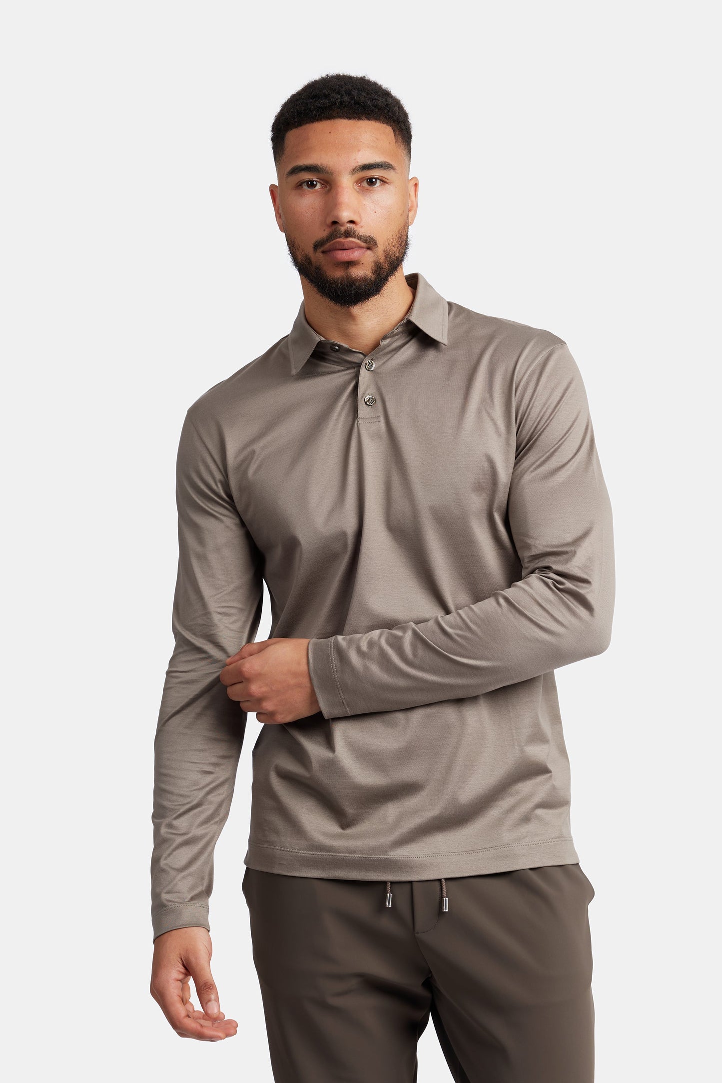 Desert Taupe Polo Shirt Long Sleeve