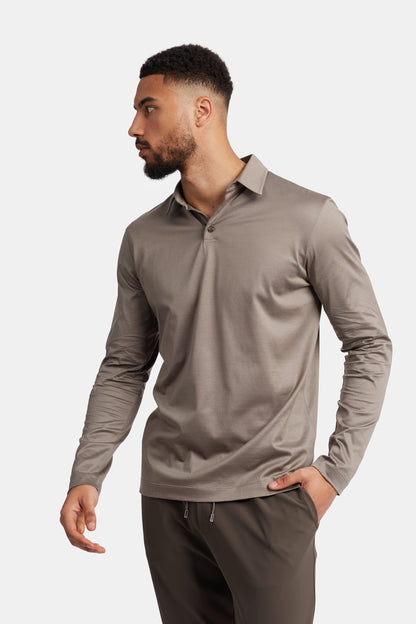 Desert Taupe Polo Shirt Long Sleeve