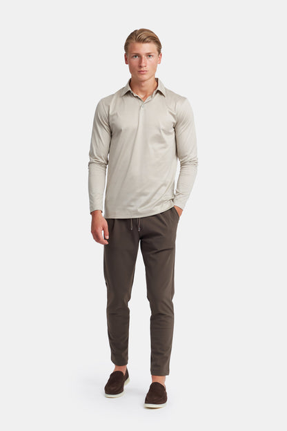 Sandstone Beige Polo Shirt Long Sleeve