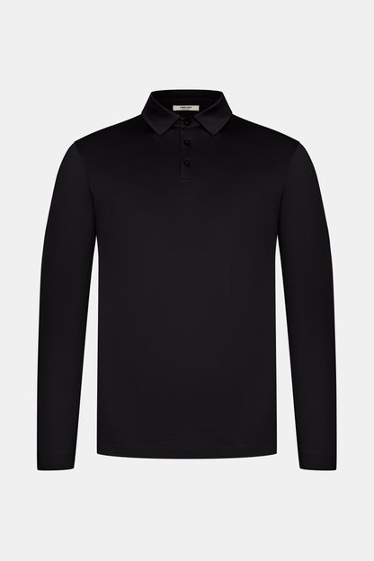 Onyx Black Polo Shirt Long Sleeve