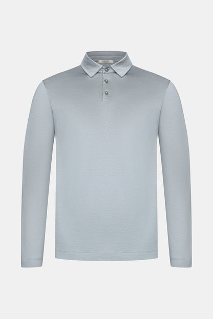 Mist Grey Polo Shirt Long Sleeve